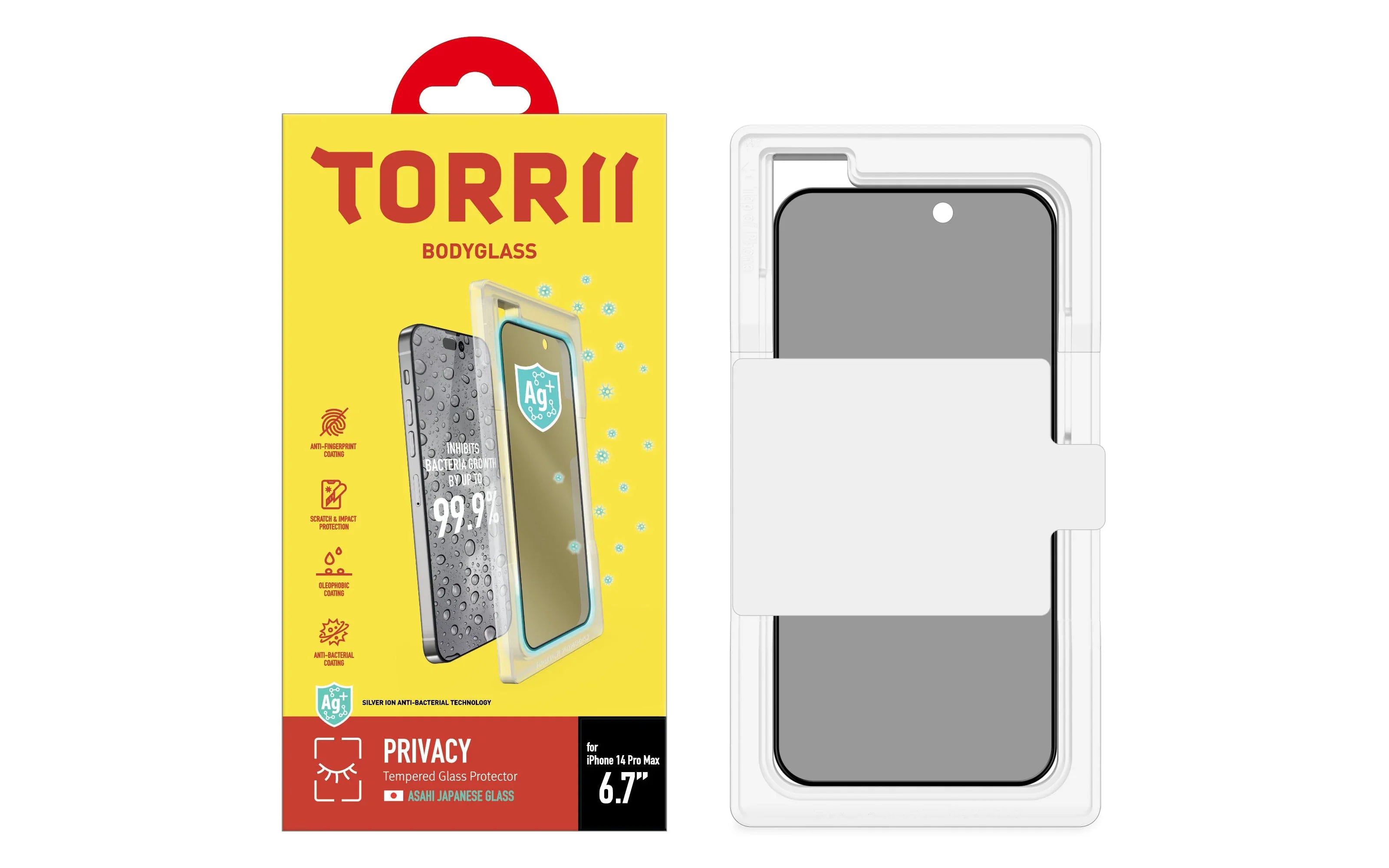 Torrii Bodyglass Screen Protector Anti-Bacterial Coating For iPhone 14 Pro Max – Privacy Black - Tashqila Torrii Bodyglass Screen Protector Anti-Bacterial Coating For iPhone 14 Pro Max – Privacy Black - Tashqila